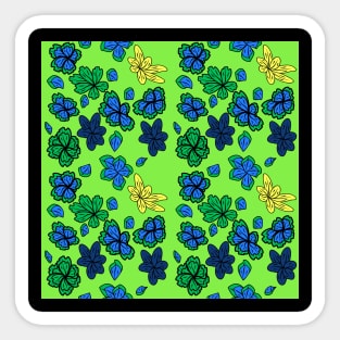 pattern with leaves and flowers doodling style Sticker